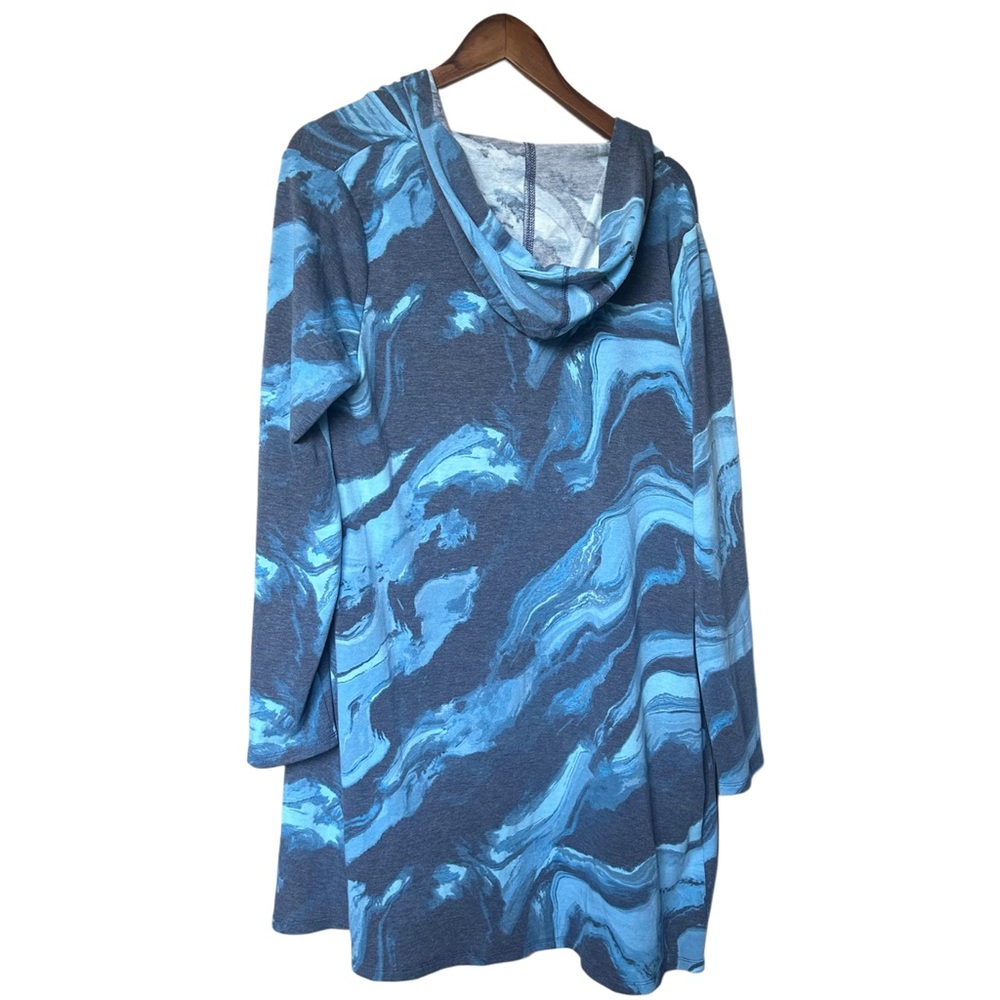 NY&C Blue Marble Water Waves Hooded Tunic Size L | CoverUp Swim | Ocean themed